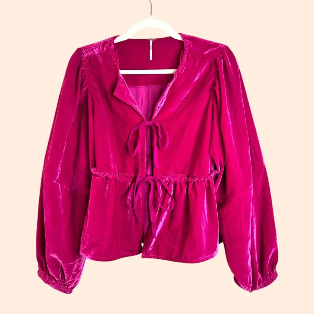 Free People Brunch Babe Velvet Blouse